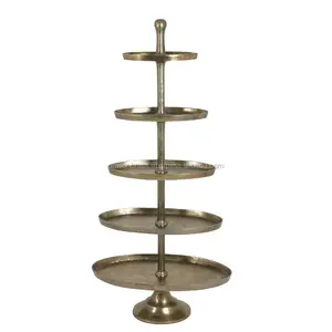 Metal Iron Feature Eco-friendly Cake Stand and Etageres 5 Tier Cake Stand Wedding Food Display Stand best for Home decoration