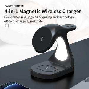 Support de chargeur sans fil magnétique 4 en 1 avec lampe LED, chargeur rapide universel à induction 15W, station d'accueil pour iPhone, iWatch, AirPods - Product Image 5