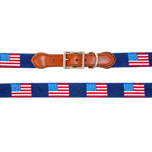 Collar de Perro de Cuero Genuino de Vaca con Logotipo Personalizado de Fábrica, Diseño de Bandera Americana, con Hebilla de Metal, de Lujo y Alta Gama - Product Image 3