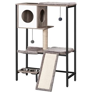 Luxury Multi-Layer Tree with Spacious Condo Waterproof Surface Hammocks Feeding Bowl & <b>Plush</b> Fabric-Indoor Use for <b>Cats</b> - Product Image 2