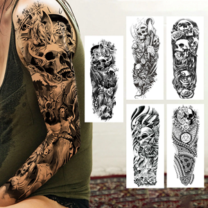 Autocollant de tatouage temporaire à bras entier de grande taille Art corporel imprimé personnalisé pour adultes Approvisionnement direct d'usine - Product Image 2