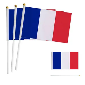 Pabrik OEM bendera melambai tangan poliester tahan lama 14*21cm bendera melambai tangan Perancis