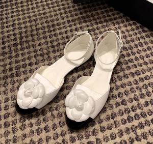Fashion Designed Camellia Closed-toe Low-heel <b>Sandals</b> High-end Style Round-toe Flat Cutout <b>Sandals</b> for <b>Women</b> - Product Image 6