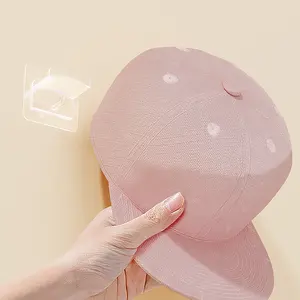 Vente en gros de porte-chapeaux de baseball adhésif transparent crochets d'affichage de porte et de mur minimaliste pour le stockage pour la salle de bain