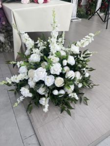 Sfondo Personalizzabile per Matrimoni <span class=keywords><strong>con</strong></span> Sfera di <span class=keywords><strong>Fiori</strong></span> Artificiali Verdi e Bianchi, Decorazione Altamente Realistica <span class=keywords><strong>con</strong></span> <span class=keywords><strong>Fiori</strong></span> Bianchi - Product Image 2