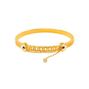 สร้อยข้อมือแฟชั่นดีไซน์ตาปีศาจ ชุบทอง PVD บนสแตนเลสสตีล 316L สายปรับได้ - Product Image 2