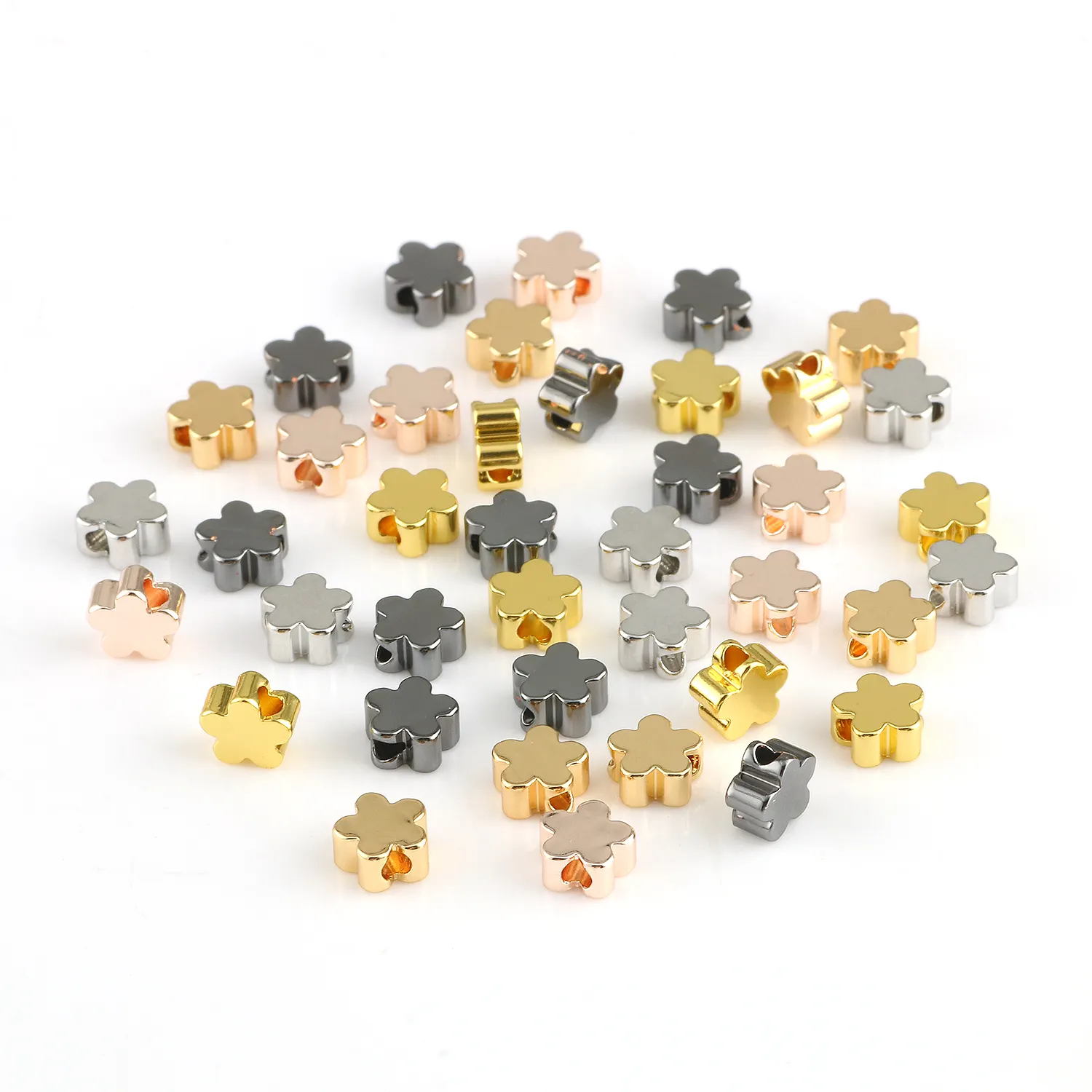 Good Quality 6x3mm Flower Shape Copper Metal Spacer Loose Beads for Jewelry Making Bracelet