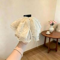 Pince à cheveux de luxe légère faite à la main, avec nœud en dentelle brodée en tissu de haute qualité, plaque en cristal et pince requin pour queue de cheval