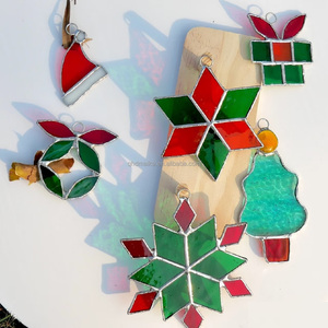 Ornement de fenêtre suspendu en <span class=keywords><strong>vitrail</strong></span> <span class=keywords><strong>Tiffany</strong></span>, motif oiseau cardinal rouge, structure solide, cadeau de Noël, décoration d'atelier - Product Image 6