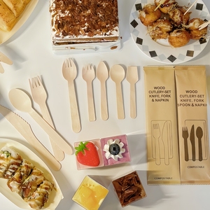 Gỗ bảng muỗng 140 Mét dùng một lần thìa gỗ nĩa dao thiết lập dao kéo - Product Image 5