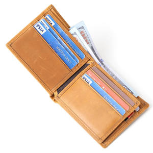 15482-5 Crazy Horse Leather Men's Wallet Clip Piel de vaca genuina RFID Vintage Multi-Card Slots Short Loose-Leaf Grabado láser - Product Image 4