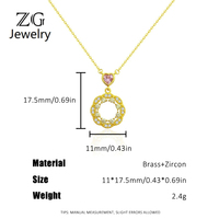 Collar con Colgante de Corazón ZG Dainty Heart CZ, Diseño de Corona Abierta con Borde Festoneado y Brillante para Mujer