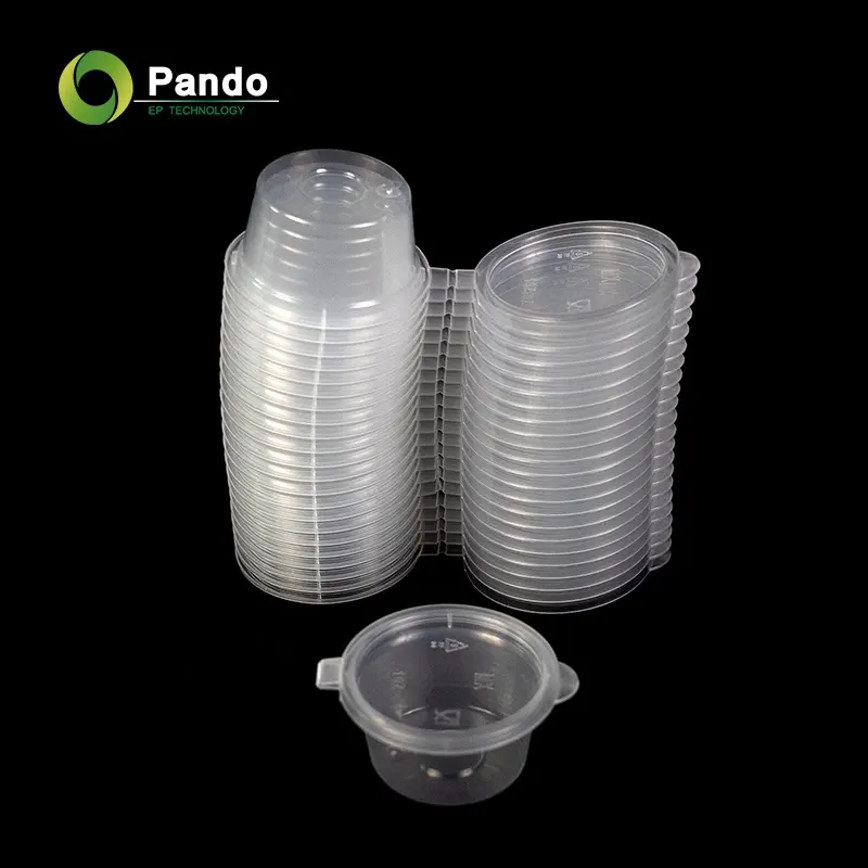 Großhandel 1oz 2oz 3oz 4oz Kunststoff behälter Quadratische Form Einweg-PP-Kunststoff-Dip-Sauce-Tasse mit Klappdeckel