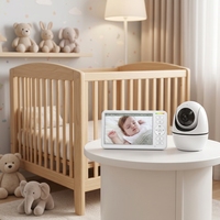 Babyphone avec écran 5 pouces 720P, audio bidirectionnel, détection de mouvement et reconnaissance faciale du bébé