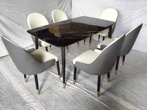 Juego de diseño de fabricación de mesa de comedor de 6 plazas con sillas mesa de mármol rectangular de lujo para restaurante - Product Image 2