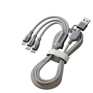 Cable de carga USB 5 en 1 con tipo C, micro USB y Lightning para Huawei, Apple, Xiaomi, carga rápida de 100W, gris espacial - Product Image 1