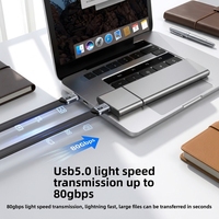 Kabel Datar TPU Berkepala Ganda Sudut Kanan USB5.0 Tipe-C untuk Pengisian Cepat Ponsel 16K80GP 240W