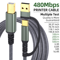 Kabel Printer USB 2-in-1 USB B ke USB C/A Kabel Printer Kecepatan Tinggi Kabel MIDI Jalinan Nilon Kompatibel dengan HP/Dell