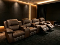 Elektrischer Relaxsessel für Heimkino, Modulares Rindsleder-Kinosofa-Set mit Getränkehalter und USB-Anschluss für Private Kinoräume