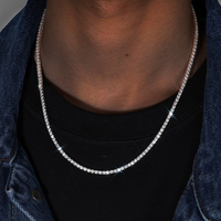 2.0MM-6.5MM Moissanite Tennis Chaîne Collier En Argent 925 avec Placage Or 18K Glacé Hip Hop Bijoux Personnalisé Tennis Chaîne