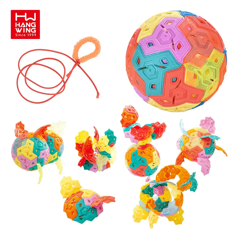 HW Creative DIY Electric Rainbow Building Blocks Jumping Ball Toys Party Funny Gift Toys