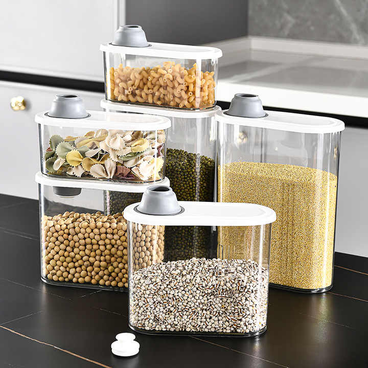 Kitchen Pantry Grain Rice Storage Organize Box Food Containers With ...