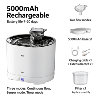 Fontaine à eau automatique portable pour chat avec recharge sans fil, 7L, eau circulante, sans prise requise, induction intelligente, nouveauté