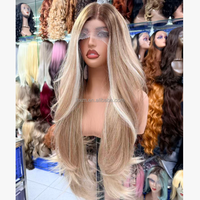 Perruques Lace Front Longues Bouclées Superposées en Mélange de Fibres Futura et de Fibres Haute Température, 30 Pouces, avec Lace Frontale 13*4, Perruque Plus Longue