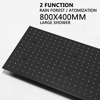Système de douche moderne noir mat avec LED, pluie artificielle, montage au plafond, luxe, 6 jets de massage corporel, thermostatique, ensemble de douche intelligent pour salle de bain