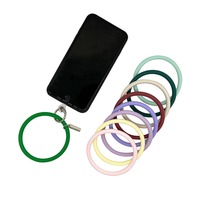 Porte-clés rond en forme de cœur, bracelet universel en silicone souple, bracelet, anneau métallique, feuille transparente, porte-clés anti-perte