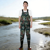 Cuissardes de pêche camouflage imperméables et coupe-vent antibactériennes pour hommes, épaissies, monopièces, avec chaussures intégrées, pour le travail et le terrassement