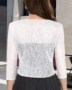 Cárdigan Corto Fino Vintage para Mujer, Bolero de Malla Transparente para Vestido, con Lazo Delantero y Manga 3/4 - Product Image 4
