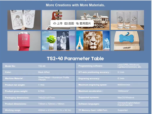 Graveur laser TS2-40W, machine de découpe CNC avec assistance pneumatique intégrée, contrôle par application, prise en charge de l'impression hors ligne, 410*410mm - Product Image 5