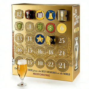 Boîte d'emballage de bière en carton ondulé réutilisable, design personnalisé, boîte de calendrier de l'avent de Noël de luxe, personnalisée avec insert - Product Image 1