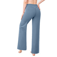Pantalon de yoga premium taille haute, coupe large, longueur intégrale, effet push-up, ample et droit, sans effet camel toe, respirant, en polyamide 2026
