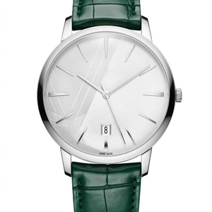Custom Limited Edition Silver Steel <b>Case</b> White Pattern Dial Gents Timepiece Green Leather Band Automatic <b>Watch</b> 2026 New - Product Image 3