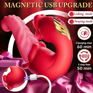 Xln Masa 4-इन-1 जीभ लिकिंग क्लिट निप्पल जी-स्पॉट क्लिटोरल मुंह चूसने मजबूत usb रिचार्जेबल ipx7 वाटरप्रूफ वाइब्रेटर वांड - Product Image 4