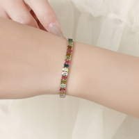 Bracelet tennis rectangulaire en tourmaline naturelle, argent sterling 925, bijou de luxe exquis et tendance, cadeau pour femme