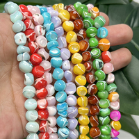 Manik-manik Cangkang Air Tawar Alami Berwarna-warni 7mm, Manik Spacer Longgar Tidak Beraturan untuk Pembuatan Perhiasan DIY, Aksesoris Anting Kalung