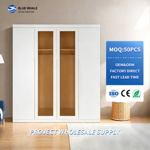 Armoire en verre moderne à 4 portes, design métallique, en acier, pour vêtements, vente en gros - Product Image 1