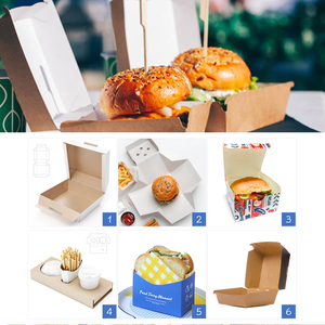 YASONPACK scatole di imballaggio pieghevole per hamburger Logo Slider hamburger <span class=keywords><strong>e</strong></span> <span class=keywords><strong>Pizza</strong></span> scatole di carta hamburger cibo Custom carta Kraft torta scatola - Product Image 2