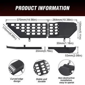 Caja de Almacenamiento Metálica para Puerta Delantera de Coche, Accesorios Interiores, Soporte para Puerta para JLU 4XE 2018-25 Gladiator JT 2020-25 - Product Image 2