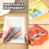 Carpeta A4 para archivos de botón, bolsa de archivo de sobre transparente para oficina, con diseños personalizados