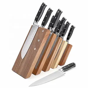 Asiakey-Juego de cuchillos de cocina de acero inoxidable, estilo japonés, con soporte