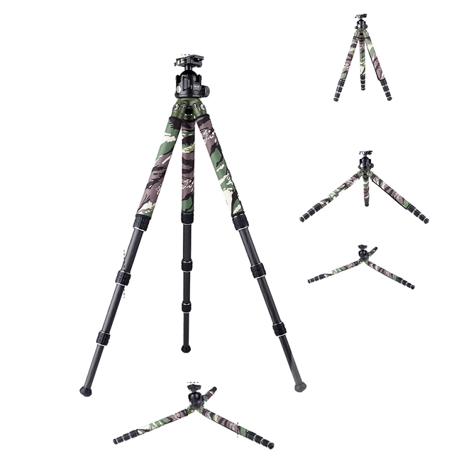 XT-324C+GS54 Carbon Fiber Hunting Tripod 35kg Heavy-Duty Shooting Support Camouflage Sleeves with Double Grooves