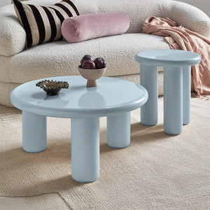 Set di Tavolini da Caffè e Consolle in Lacca Lucida Multicolore, Mobili Contemporanei con Bordi Curvi - Product Image 3