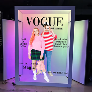 Cabina de fotos con espejo en forma de caja de revista Vogue, soporte para cabina de fotos en forma de revista - Product Image 1