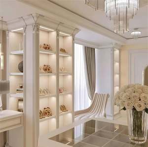 Armoire de dressing haut de gamme en verre translucide, style luxe léger français, blanc crème, assorti - Product Image 6