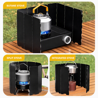 Paravent portable et pliable pour réchaud à gaz de camping, ensemble de 10 pièces ; Protection contre le vent pour le camping