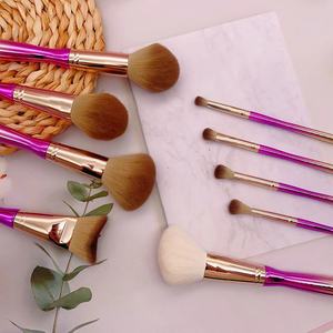Ensemble de 9 pinceaux de maquillage avec logo personnalisé, poils synthétiques, manche en plastique, pinceau à raser pour le visage et les yeux, pinceaux cosmétiques professionnels pour filles - Product Image 4